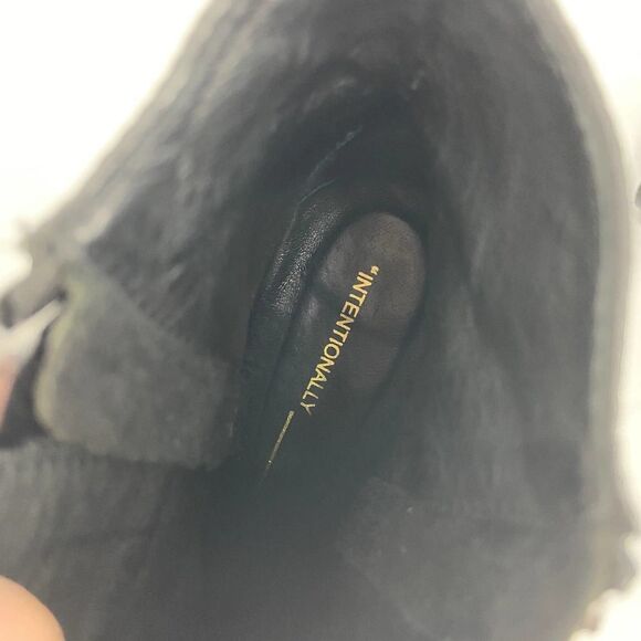 Intentionally Blank Fit Black Leather Geometric Chunky Heel Ankle Boot Womens 38 - Picture 3 of 10